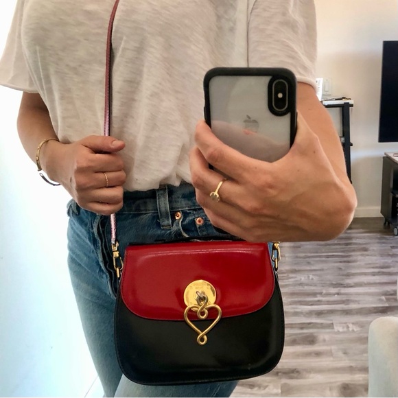 Rare Vintage Franco Moschino Era Bag Purse Red Black Heart Crossbody 80s 90s - Picture 2 of 16